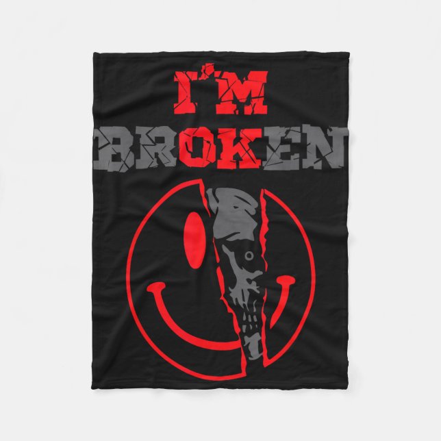 Confused smile broken invisible illness broken fleece blanket (Front)
