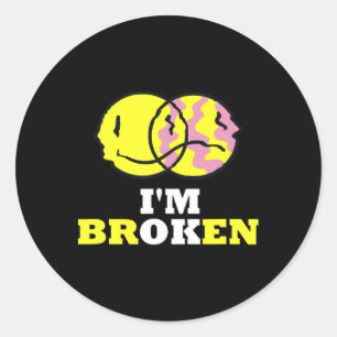 Confused Smile I'm Broken Invisible Illness I'm Ok Classic Round Sticker