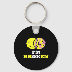Confused Smile I'm Broken Invisible Illness I'm Ok Keychain