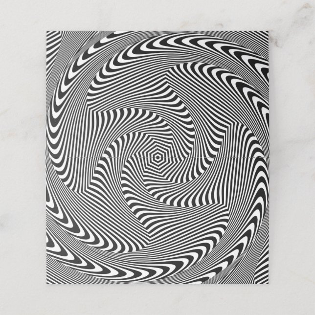 confusing hypnotic swirl lines pattern black white loyalty card (Outside Unfolded)