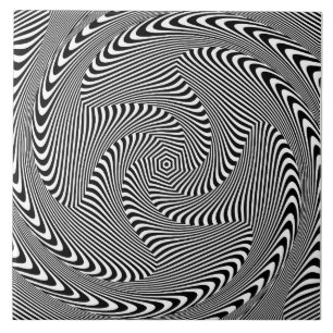 confusing hypnotic swirl lines pattern black white tile
