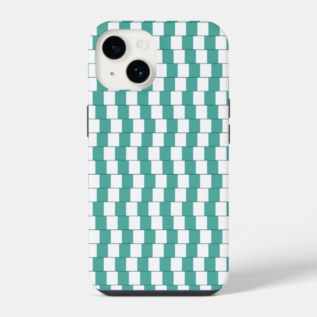 Confusing lines turquoise iPhone case (Back)