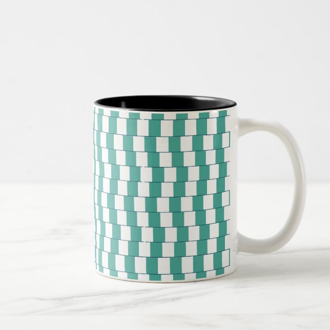 Confusing lines turquoise Two-Tone coffee mug (Right)