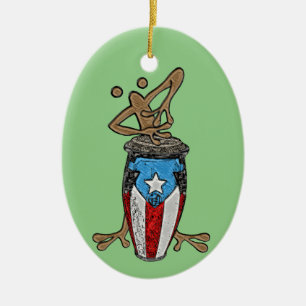 Conga Coqui Taino  Ceramic Ornament