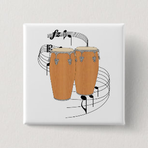 Conga Drums 2 Inch Square Button
