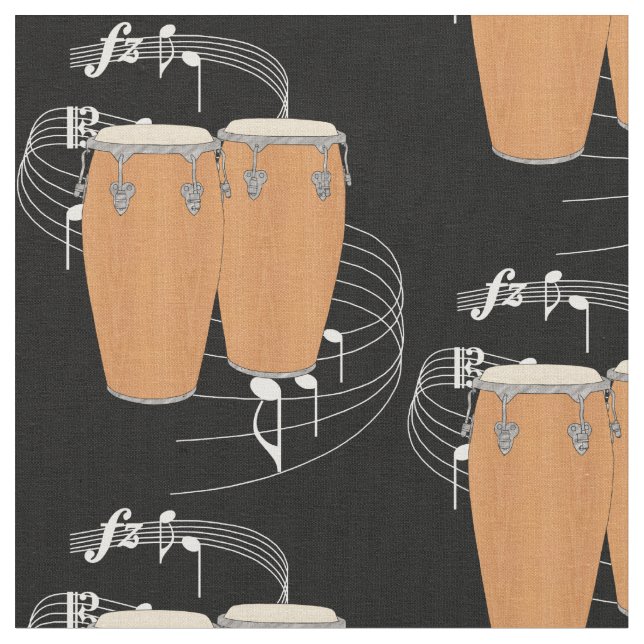 Conga Drums Fabric - Dark (Close Up)
