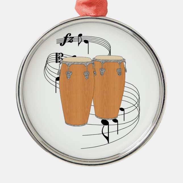 Conga Drums Metal Ornament (Front)