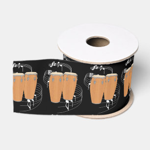 Conga Drums Ribbon - Dark Grosgrain Ribbon