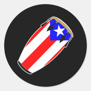 Conga Flag Puerto Rico Classic Round Sticker