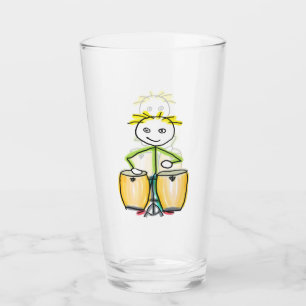 Conga Playing Stickman Glass