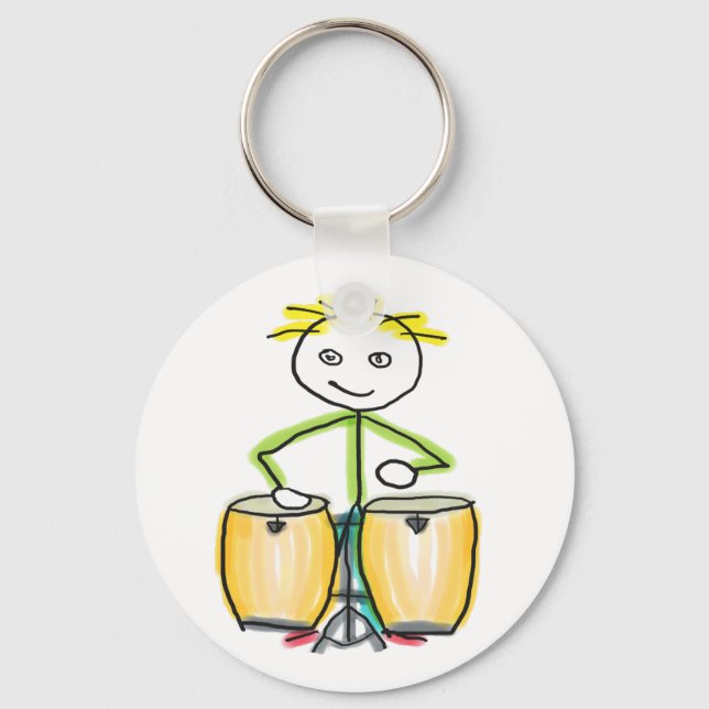 Conga Playing Stickman Keychain (Front)