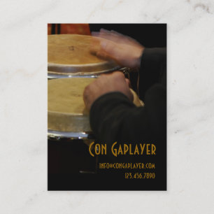 congaplayer's hands on conga drums business card