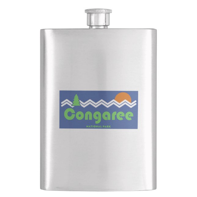 Congaree National Park Retro Hip Flask (Front)