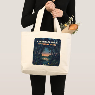 Congaree National Park Swamp South Carolina Retro Large Tote Bag