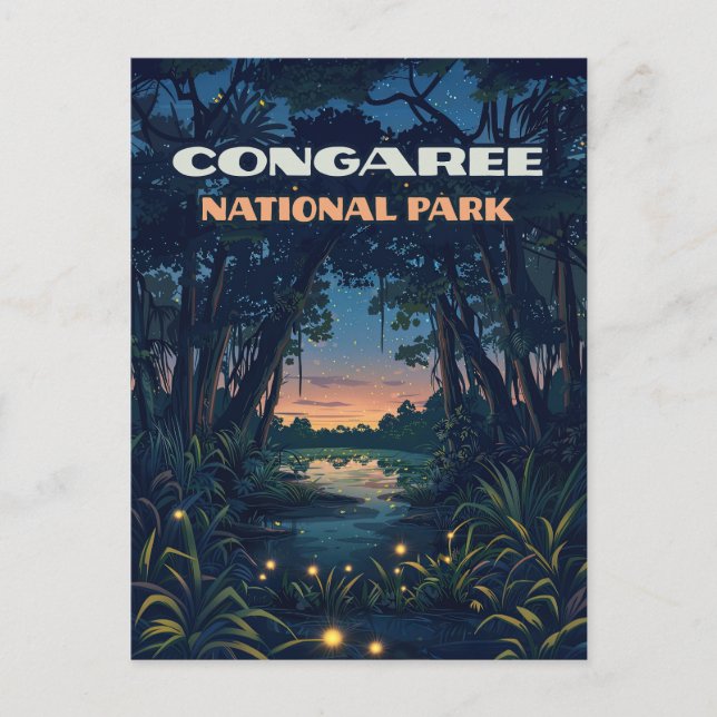 Congaree National Park Swamp South Carolina Retro Postcard (Front)