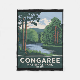 Congaree National Park Vintage Camping Hiking Men  Fleece Blanket