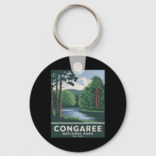 Congaree National Park Vintage Camping Hiking Men Keychain