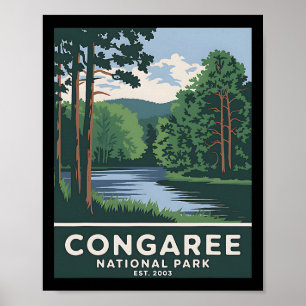 Congaree National Park Vintage Camping Hiking Men Poster