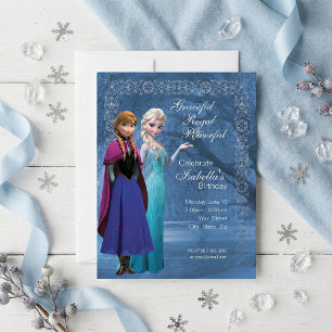 Congelé Anna et Elsa Snowflake Invitation Annivers