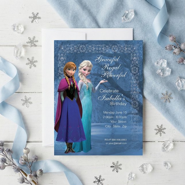 Congelé Anna et Elsa Snowflake Invitation Annivers (Créateur téléchargé)