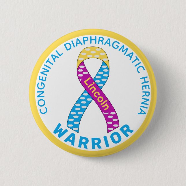 Congenital Diaphragmatic Hernia Warrior White  2 Inch Round Button (Front)