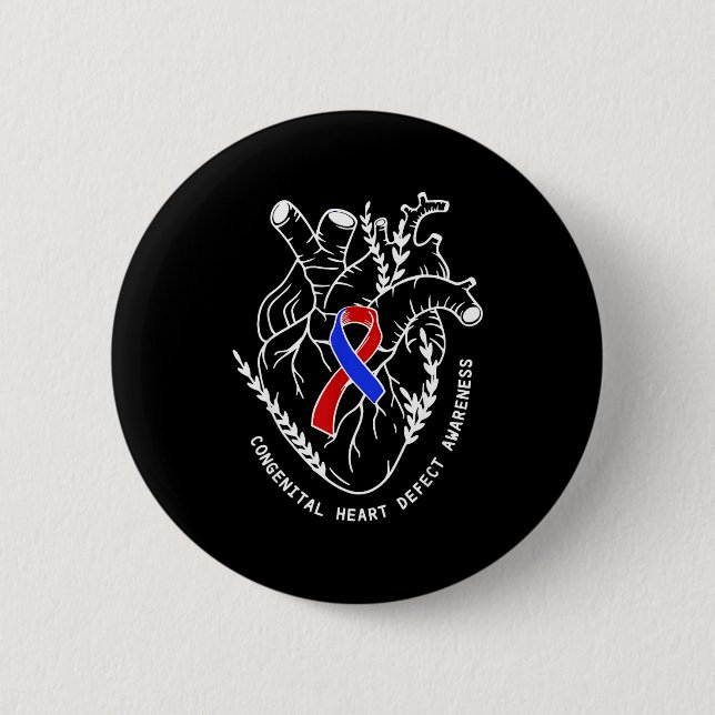 Congenital Heart Defects Awareness Heart  2 Inch Round Button (Front)