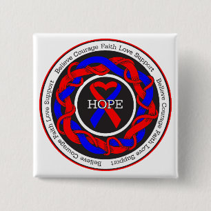 Congenital Heart Defects Hope Intertwined Ribbon 2 Inch Square Button