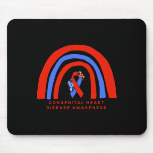 Congenital Heart Disease Awareness Red Blue Ribbon Mouse Pad