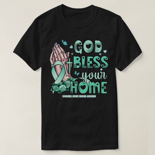 Congenital hepatic Fibrosis Awareness god bless fa T-Shirt (Design Front)