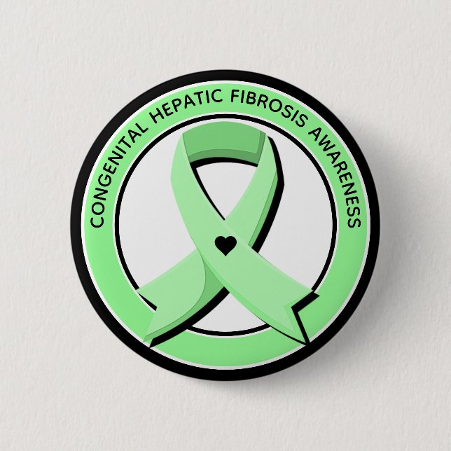 Congenital Hepatic Fibrosis Awareness Heart 2 Inch Round Button (Front)