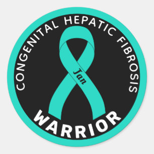 Congenital Hepatic Fibrosis Warrior Ribbon Black Classic Round Sticker