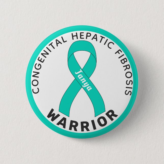 Congenital Hepatic Fibrosis Warrior Ribbon White 2 Inch Round Button (Front)