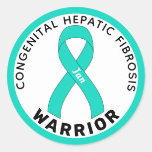 Congenital Hepatic Fibrosis Warrior Ribbon White Classic Round Sticker
