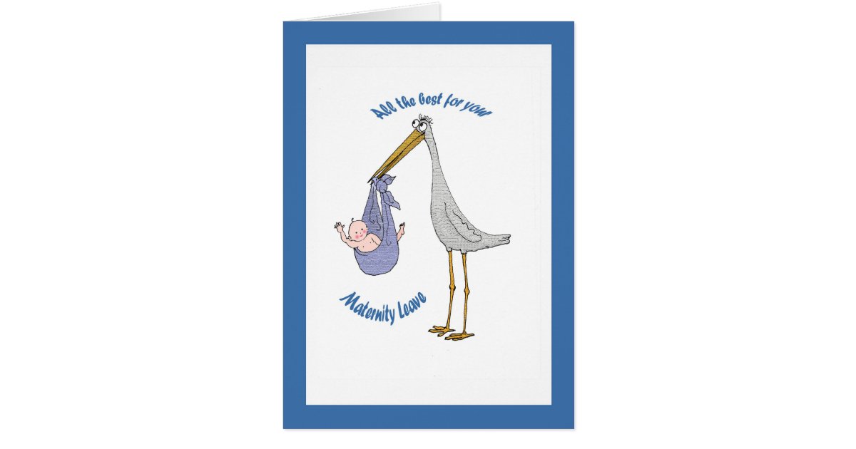 Congés de maternité, cigogne et bébé carte de vœux | Zazzle