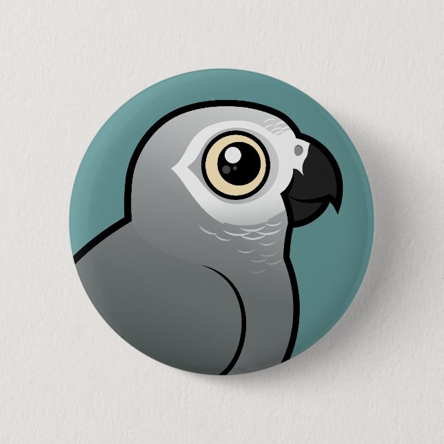 Congo African Grey 2 Inch Round Button (Front)