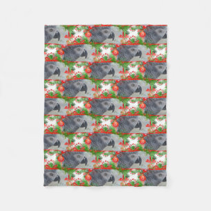 Congo African Grey Parrot Christmas Fleece Blanket