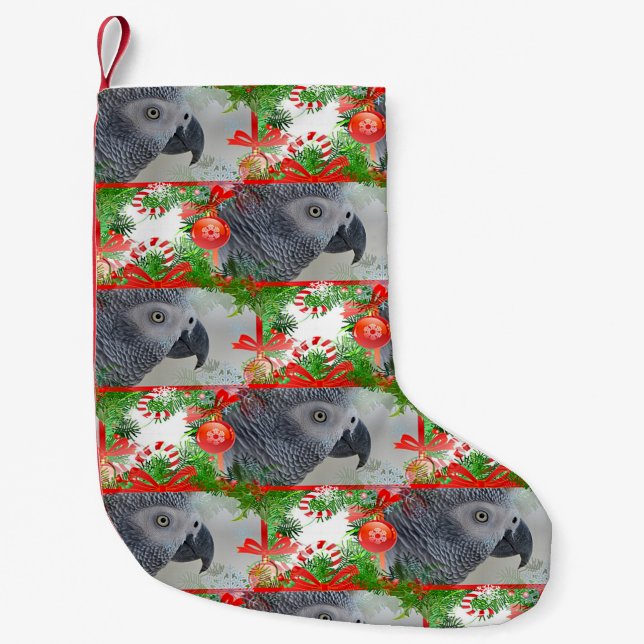 Congo African Grey Parrot Christmas Small Christmas Stocking (Front)