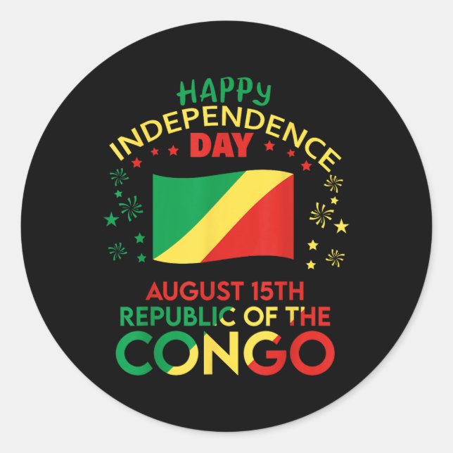 Congo Brazzaville 65th Independence Day Congolese  Classic Round Sticker (Front)
