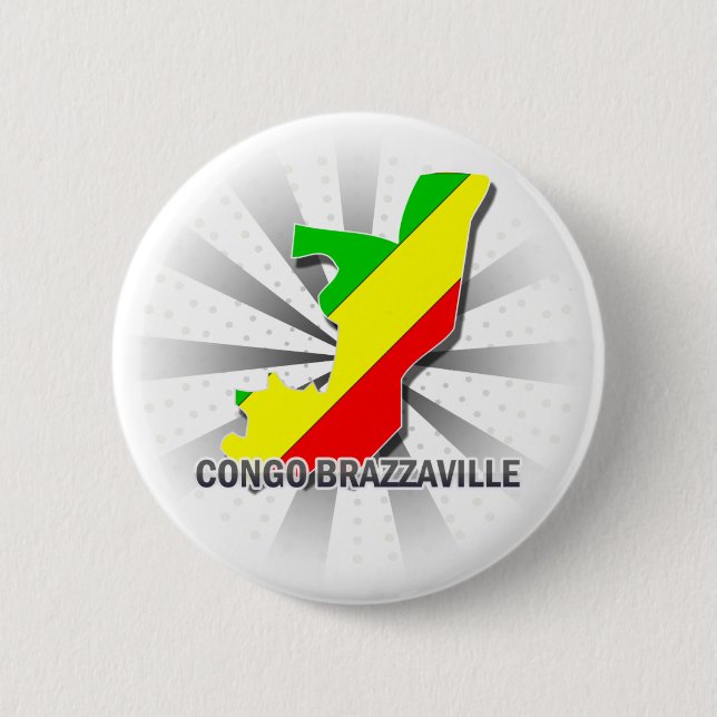 Congo Brazzaville Flag Map 2.0 2 Inch Round Button (Front)