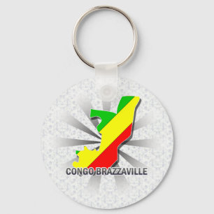 Congo Brazzaville Flag Map 2.0 Keychain