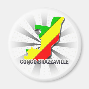 Congo Brazzaville Flag Map 2.0 Magnet