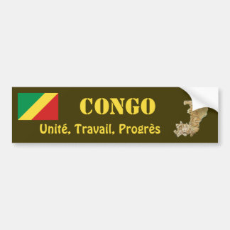 Congo-Brazzaville Flag + Map Bumper Sticker