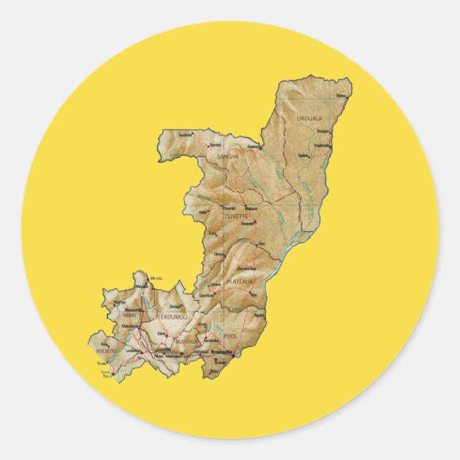 Congo-Brazzaville Map Sticker (Front)