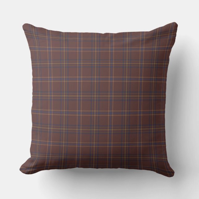 Congo Brown and Spicy Mix Plaid Throw Pillow (Front)