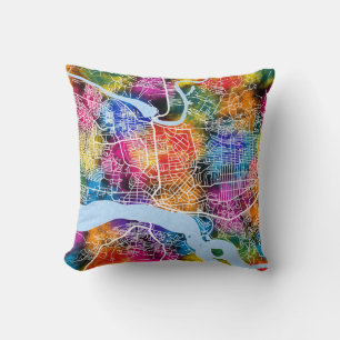 Congo City Map Throw Pillow