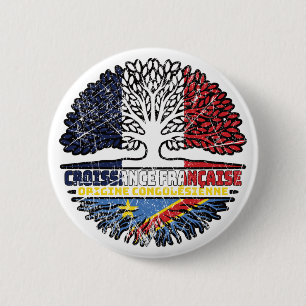 Congo Congolese French France Tree Roots Flag 2 Inch Round Button
