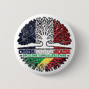 Congo Congolese French France Tree Roots Flag 2 Inch Round Button