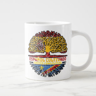 Congo Congolese Spain Spanish Tree Roots Flag Large Coffee Mug
