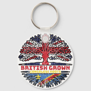 Congo Congolese Uk United Kingdom British Tree Keychain