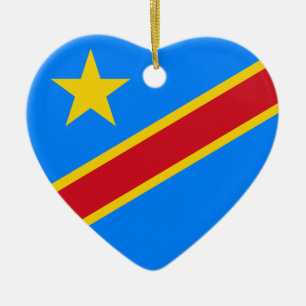 Congo Democratic Republic Flag Heart Ceramic Ornament